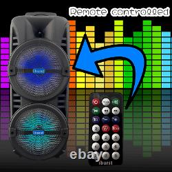 #1 2x8 inch Portable Bluetooth Speaker Sub woofer Heavy Bass Sound System Party