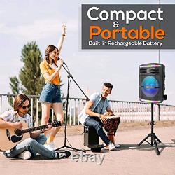 10 Subwoofer Pyle Portable Bluetooth PA Speaker 600W Wheels Party Lights USB