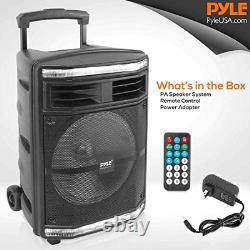 10 Subwoofer Pyle Portable Bluetooth PA Speaker 600W Wheels Party Lights USB