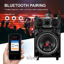12 Bluetooth Portable Party PA DJ Speaker Woofer Stereo LED Lights MIC AUX FM