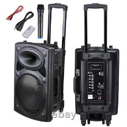 12 Portable PA Speaker Bluetooth DJ Party Promo Mic Loudspeaker Rolling Concert