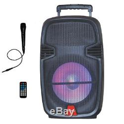 12 Portable Powered DJ Party PA Rolling Speaker with Bluetooth USB Remote 12 inch
