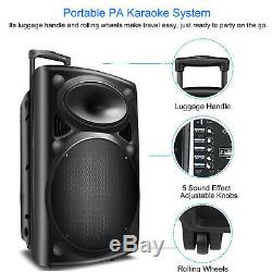 12 Portable Rolling Powered DJ Party PA Speaker with Bluetooth USB Remote Control