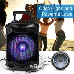 12 Portable Speaker Party DJ PA System Wireless Stereo Loud with Mic