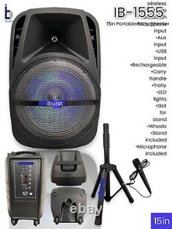 15 4600W Portable Bluetooth Speaker Sub woofer Heavy Bass Sound System Party