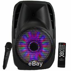 15 5000w Bluetooth Tailgate Pa Dj Party Speaker Lights Remote Mic Black