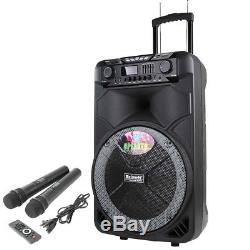 15'' Bluetooth Portable KARAOKE Party PA DJ Audio Speaker System with Microphone