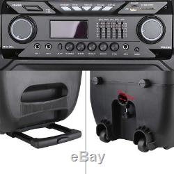 15'' Bluetooth Portable KARAOKE Party PA DJ Audio Speaker System with Microphone