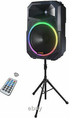 15-Inch 2-Way 1800W PA Speaker System with Stand Bluetooth DJ Karaoke Party