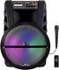 15 Inch Bluetooth Portable Rechargeable Party Speaker With Led Lights, Black, Bfs