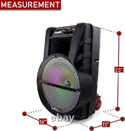 15 Inch Bluetooth Portable Rechargeable Party Speaker with LED Lights, Black, Bfs