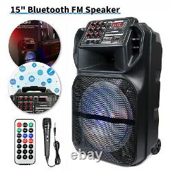 15 Portable Bluetooth Speaker Subwoofer Heavy Bass Party DJ System AUX & Mic