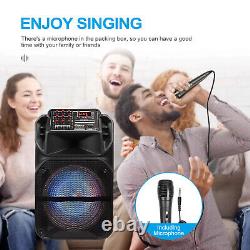 15'' Portable Bluetooth Speaker Subwoofer Heavy Bass Sound Party Speaker FM AUX