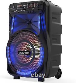 15 Portable Bluetooth Speaker with Stand Subwoofer Heavy Bass Party DJ System