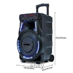 15 Portable Bluetooth Speaker with Stand Subwoofer Heavy Bass Party DJ System