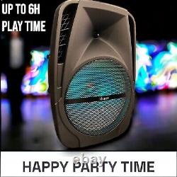 15 in Portable Bluetooth Speaker Sub Woofer Heavy Bass Sound System Party & Mic