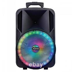 15 inch Loud Bluetooth Portable Party Speaker With LED Lights & FM Radio