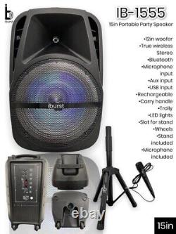 15in 4500W Wireless Portable FM Bluetooth Speaker Heavy Bass Sound System Party