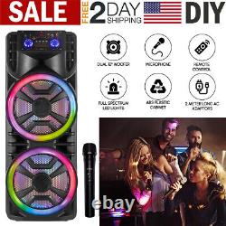 2800W Bluetooth Speaker System Dual 12'' Subwoofer Heavy Bass Party System withMic