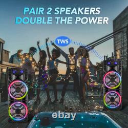 2800W Bluetooth Speaker System Dual 12'' Subwoofer Heavy Bass Party System withMic