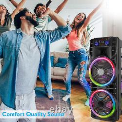 2800W Portable Bluetooth Party Speaker Dual 12 Subwoofer WithRemote Control, Mic