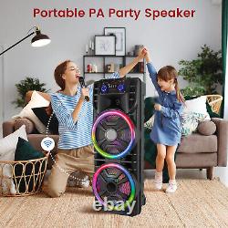 2800W Portable Bluetooth Party Speaker Dual 12 Subwoofer WithRemote Control, Mic