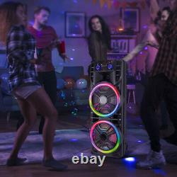 2800W Portable Bluetooth Party Speaker Dual 12 Subwoofer WithRemote Control, Mic