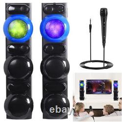 2PCS Bluetooth PA Speaker System 2 Channel Heavy Bass Party Speaker With Mic LED