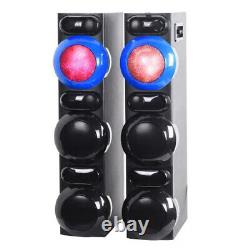 2PCS Bluetooth PA Speaker System 2 Channel Heavy Bass Party Speaker With Mic LED