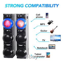 2PCS Bluetooth PA Speaker System 2 Channel Heavy Bass Party Speaker With Mic LED