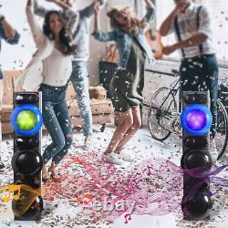 2PCS Bluetooth PA Speaker System 2 Channel Heavy Bass Party Speaker With Mic LED