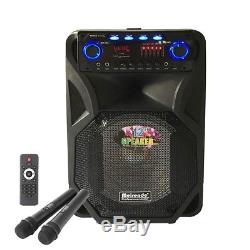 2pcs 12'' Portable PA SPEAKER BLUETOOTH KARAOKE Outdoor Camping Party Lights