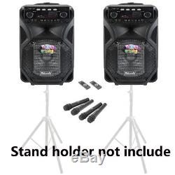 2pcs 12'' Portable PA SPEAKER BLUETOOTH KARAOKE Outdoor Camping Party Lights