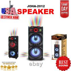 2x12 Bluetooth Wireless Party Speaker USB/AUX/FM Radio LED lights JOHA-2012