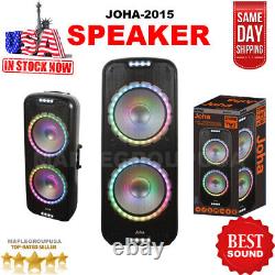 2x15 Wireless Bluetooth Party Speaker USB/AUX/FM Radio LED lights JOHA-2015