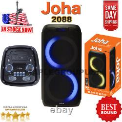 2x8 Bluetooth Wireless Party Speaker USB/AUX/FM Radio LED lights JOHA-2088