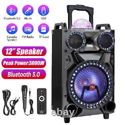 3000W Portable Bluetooth Speaker Sub woofer Heavy Bass Sound System Party With Mic