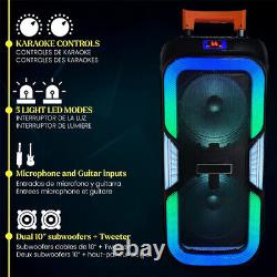 3100W Bluetooth Portable Speaker Party Dual 10Subwoofer Heavy Sound System FM