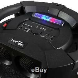 360 Degree Sound 12 Subwoofer Portable Bluetooth DJ Party Speaker Lights 2 Mics