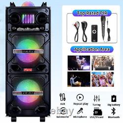 4,500W Bluetooth Speaker Rechargable Dual 10 Woofer Party FM Karaok DJ LED AUX