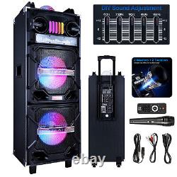 4,500W Bluetooth Speaker Rechargable Dual 10 Woofer Party FM Karaok DJ LED AUX