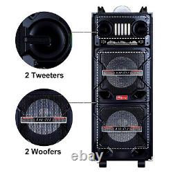 4,500W Bluetooth Speaker Rechargable Dual 10 Woofer Party FM Karaok DJ LED AUX