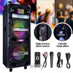 4500W Bluetooth Speaker Dual 10 Woofer Party FM Karaok DJ LED AUX Rechargable