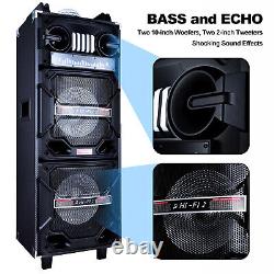4500W Portable Bluetooth Speaker Dual 10 Woofer Heavy Bass Sound Party System