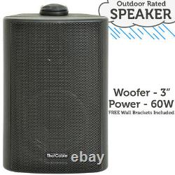 5 Zone Outdoor Bluetooth System-10x Weatherproof Black SpeakerGarden Stereo Kit