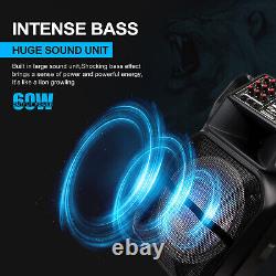 5000W 15 Bluetooth Speaker Subwoofer Heavy Bass LED Party DJ System Mic AUX FM