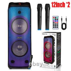 5100W Bluetooth Large Party Speaker System Dual 12 SubWoofer Karaoke DJ PA USB