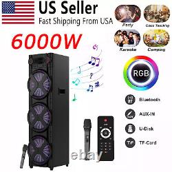 6000W 3 X 12 Karaoke Bluetooth Party Speaker with Mic Dynamic LED Light Remote