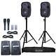 8 Powered Active Portable Bluetooth Dj Party Pro Audio Speakers Pair W Stands