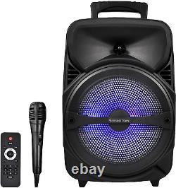 8? Wireless Portable Party Bluetooth Speaker Heavy Bass with Wired Mic and LED